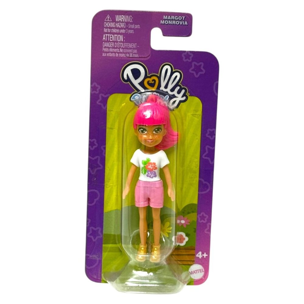 Polly Pocket Polly Doll 3.5 in Margot WhiteTop Pink Shorts FWY19 Mattel 2023 New